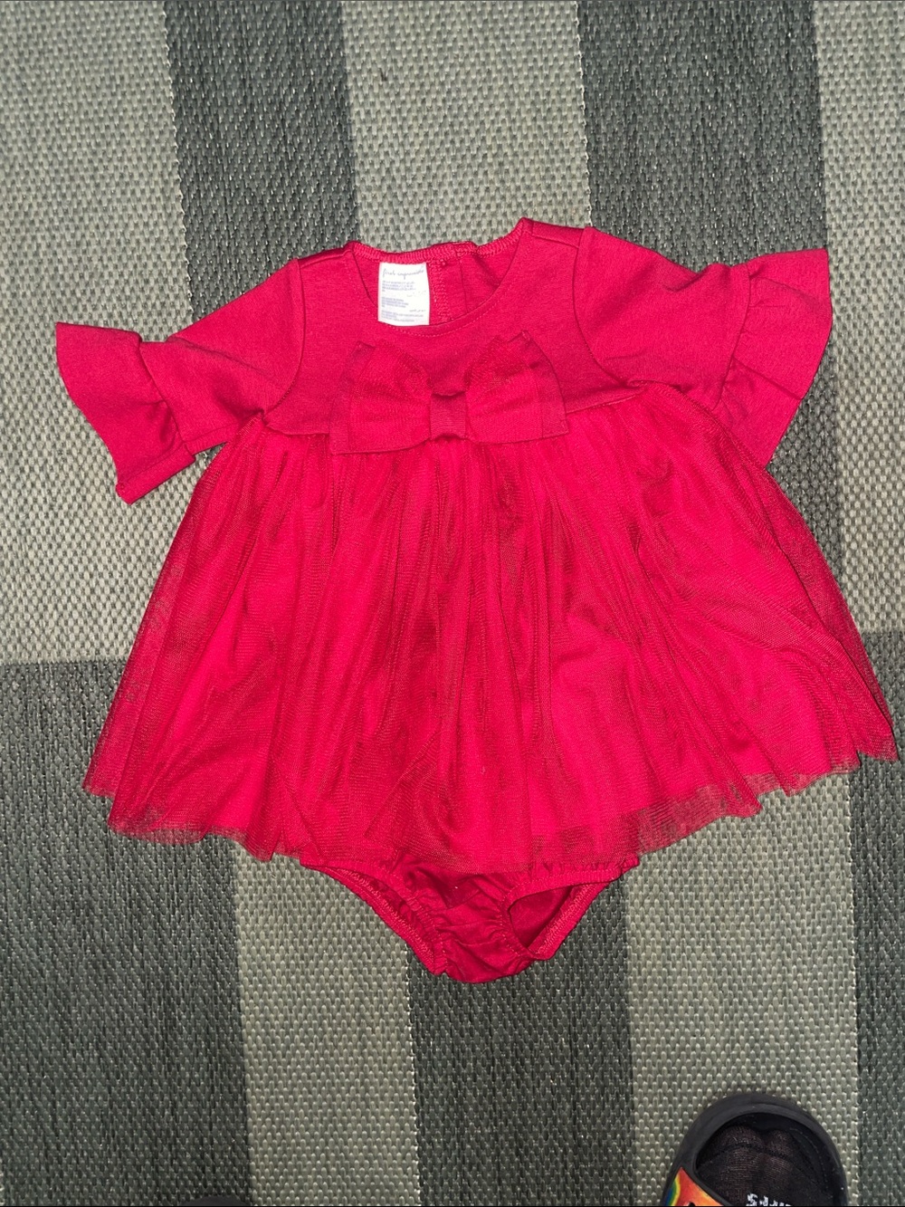 First Impressions Hot Pink Tulle Bow Baby Dress - Picture 1 of 2